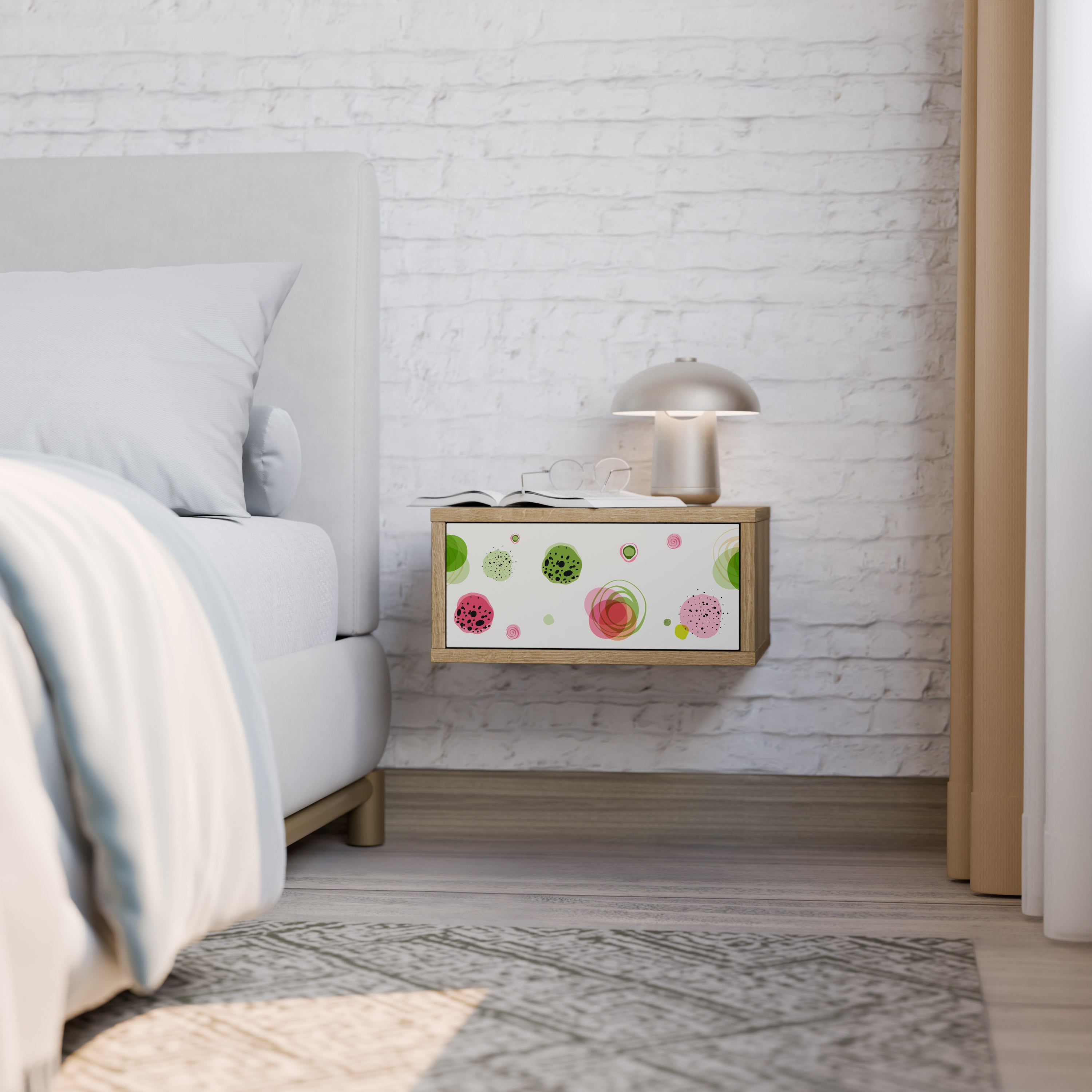 COLORFUL COSMOS Nightstand in Oak Effect