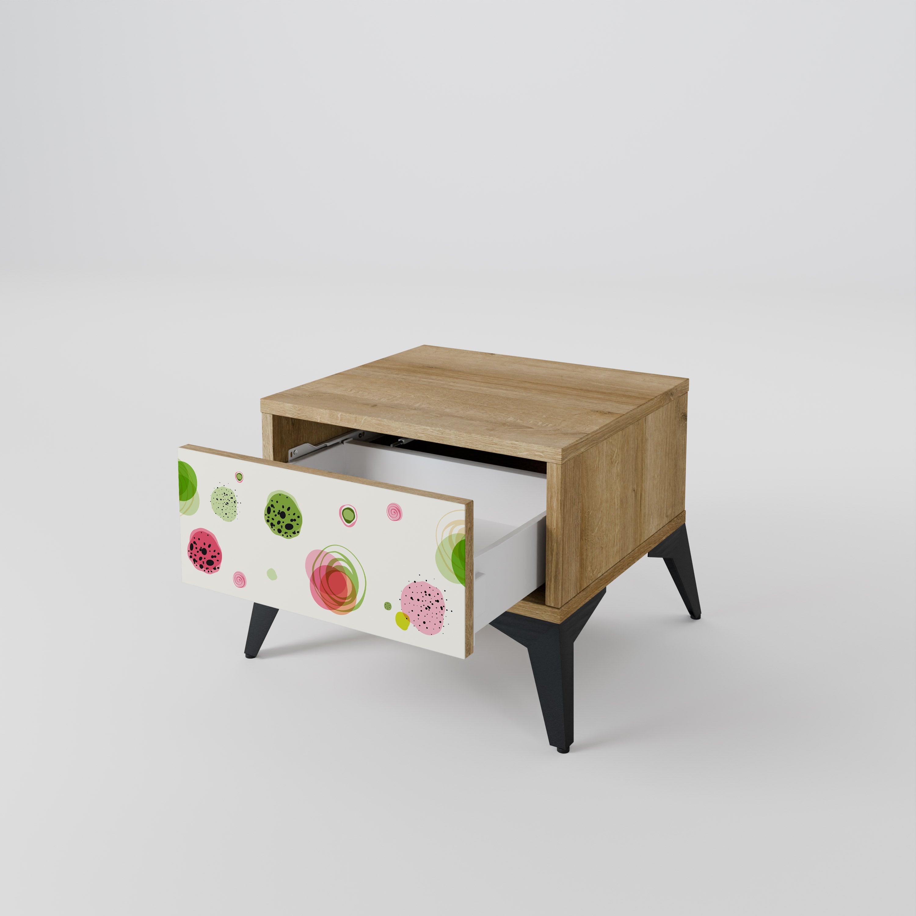 COLORFUL COSMOS Nightstand in Oak Effect
