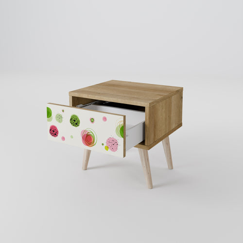 COLORFUL COSMOS Mesita de Noche en Efecto Roble