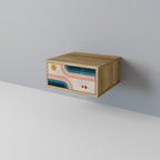 TWO HALVES Mesita de Noche en Efecto Roble