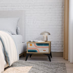 TWO HALVES Mesita de Noche en Efecto Roble