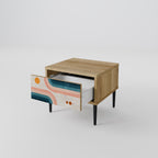 TWO HALVES Mesita de Noche en Efecto Roble