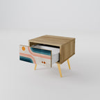 TWO HALVES Mesita de Noche en Efecto Roble