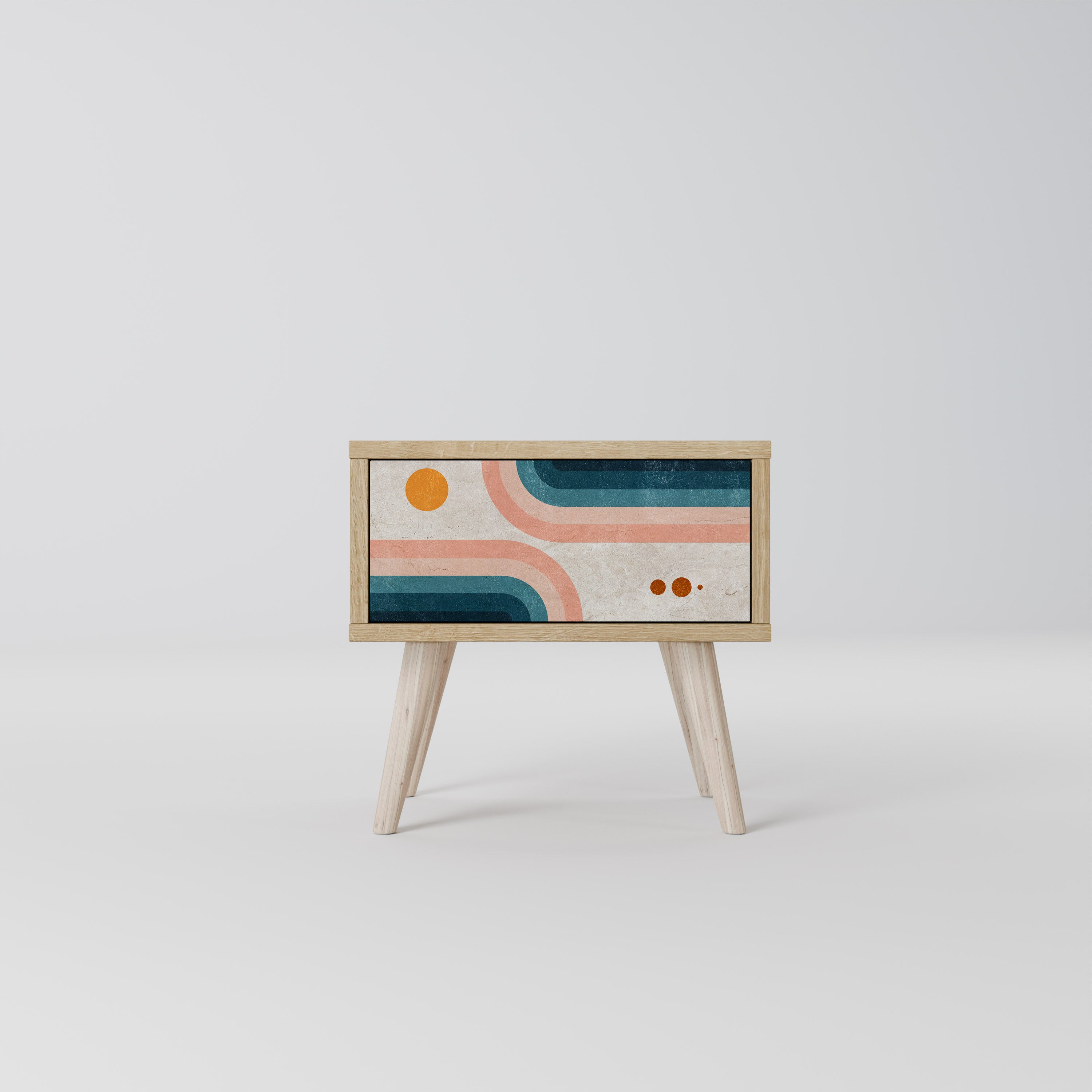 TWO HALVES Nightstand in Oak Effect