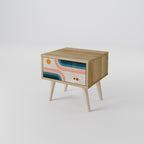 TWO HALVES Mesita de Noche en Efecto Roble