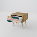 TWO HALVES Mesita de Noche en Efecto Roble