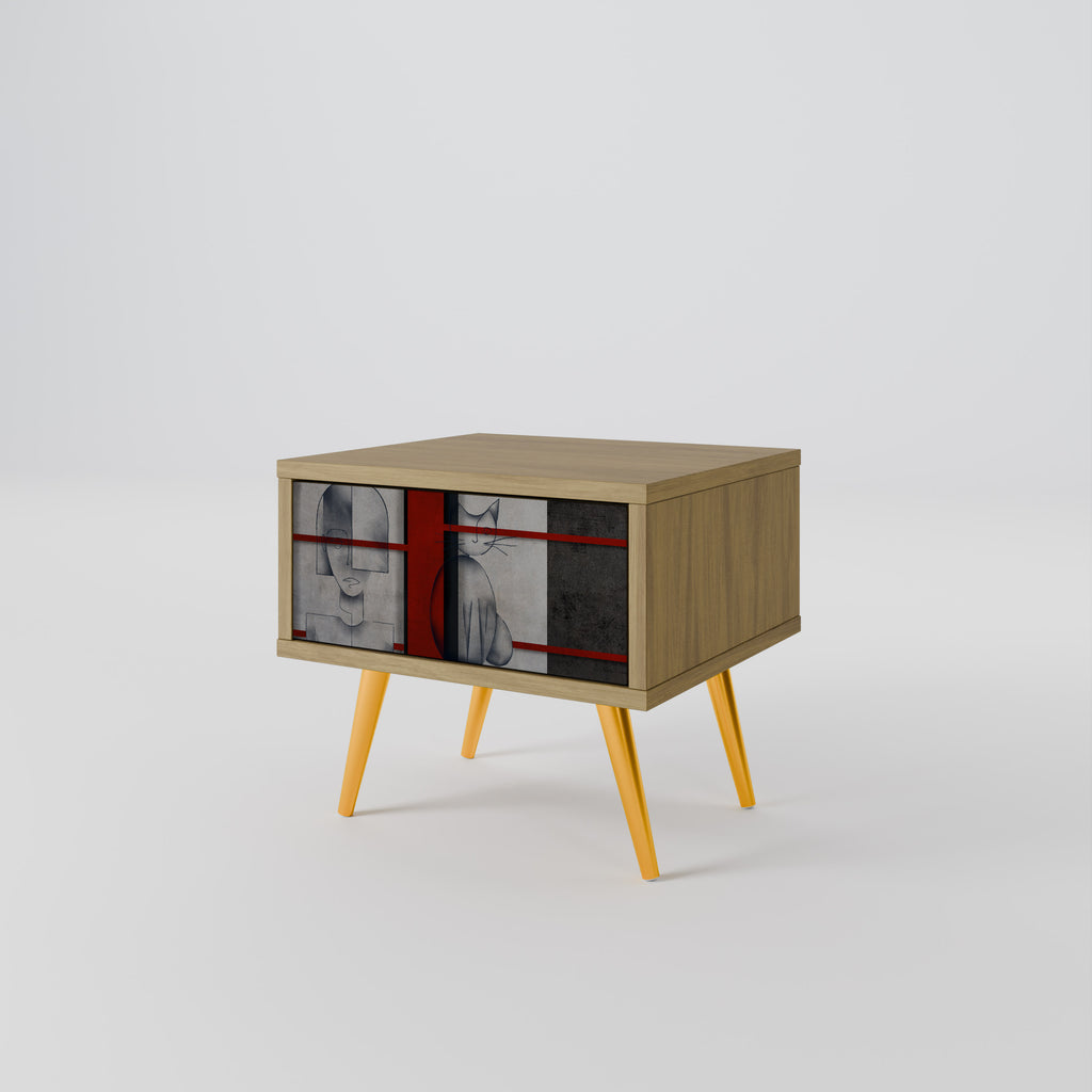 GRAY FIGURES Nightstand in Oak Effect