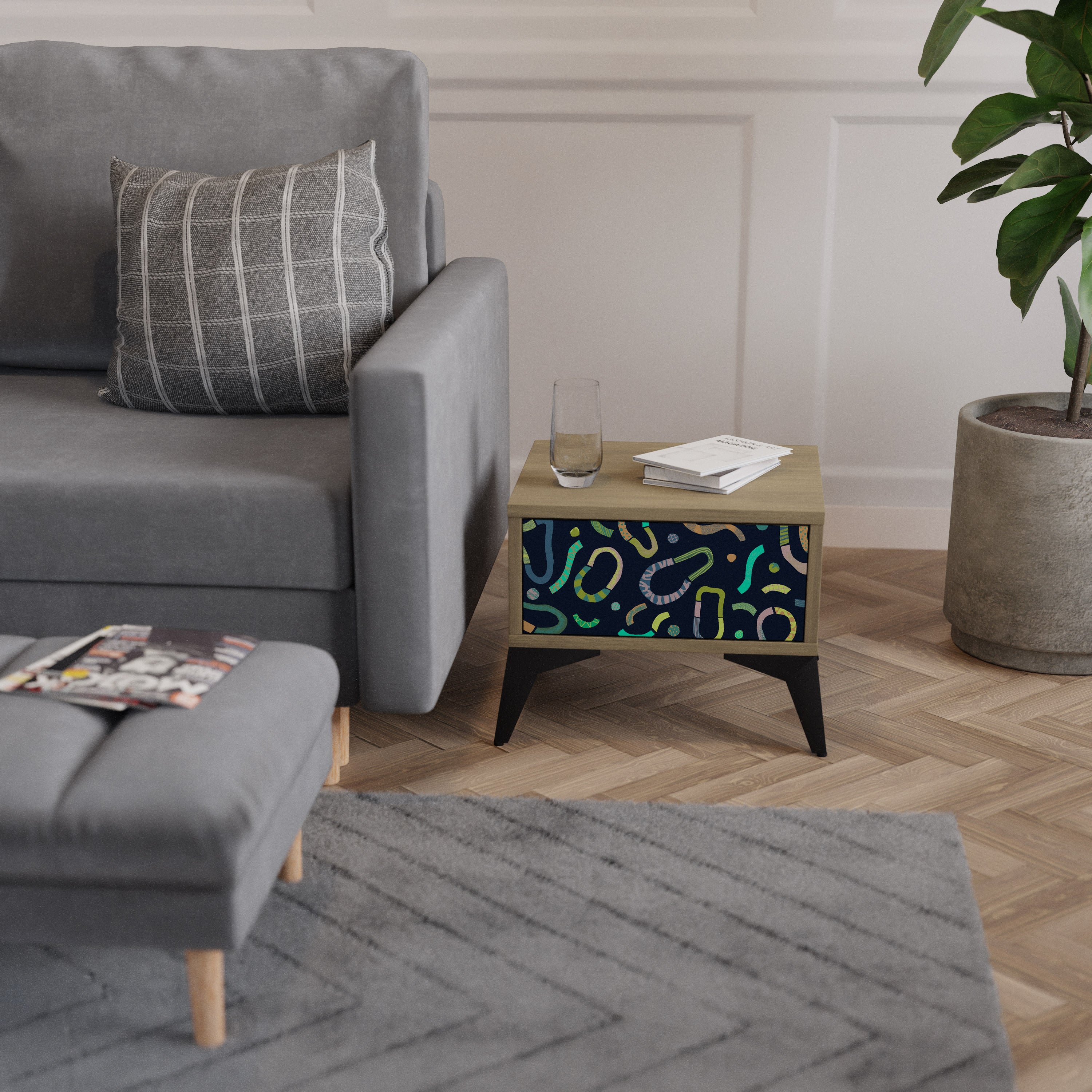 CONTRAST DANCE Nightstand in Oak Effect