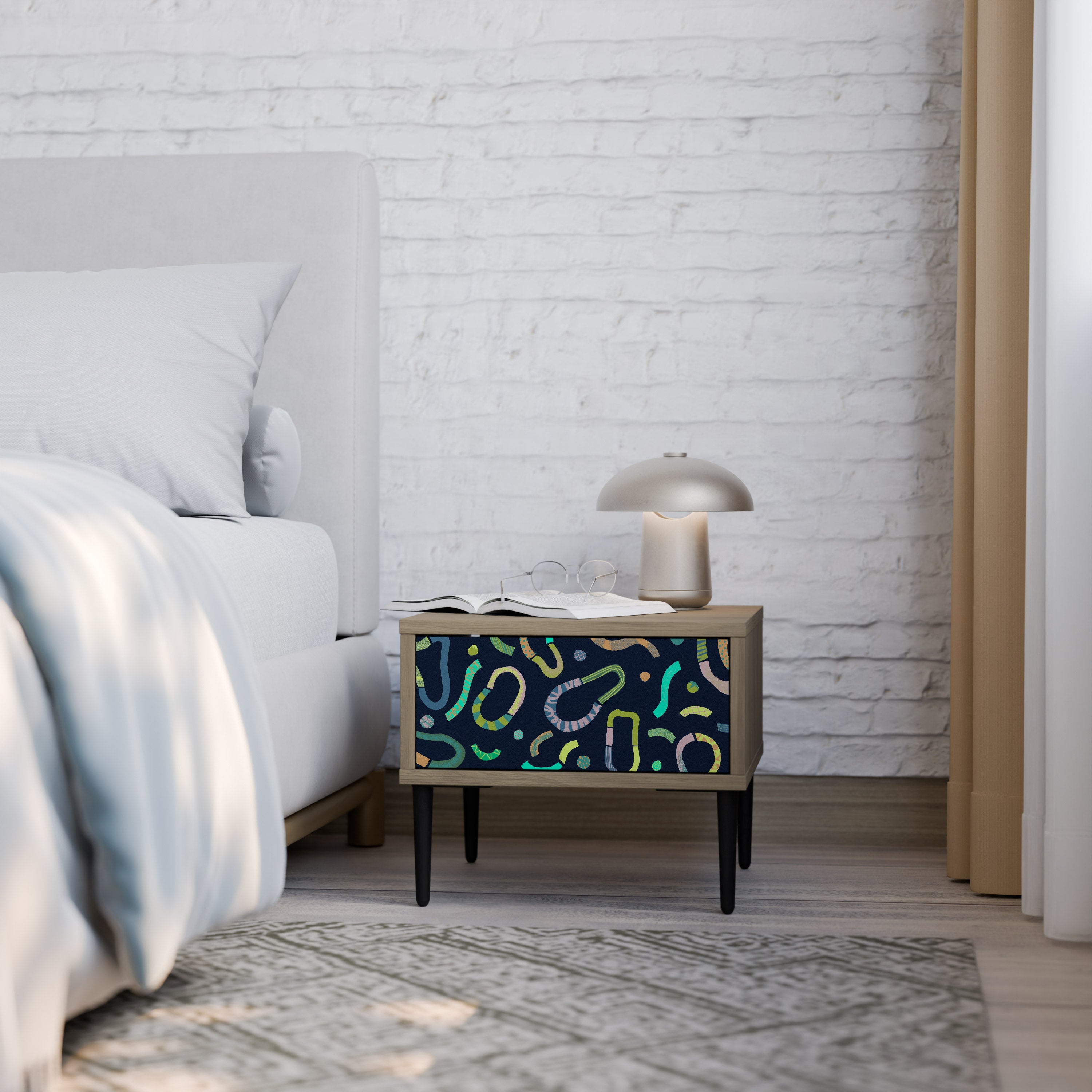 CONTRAST DANCE Nightstand in Oak Effect