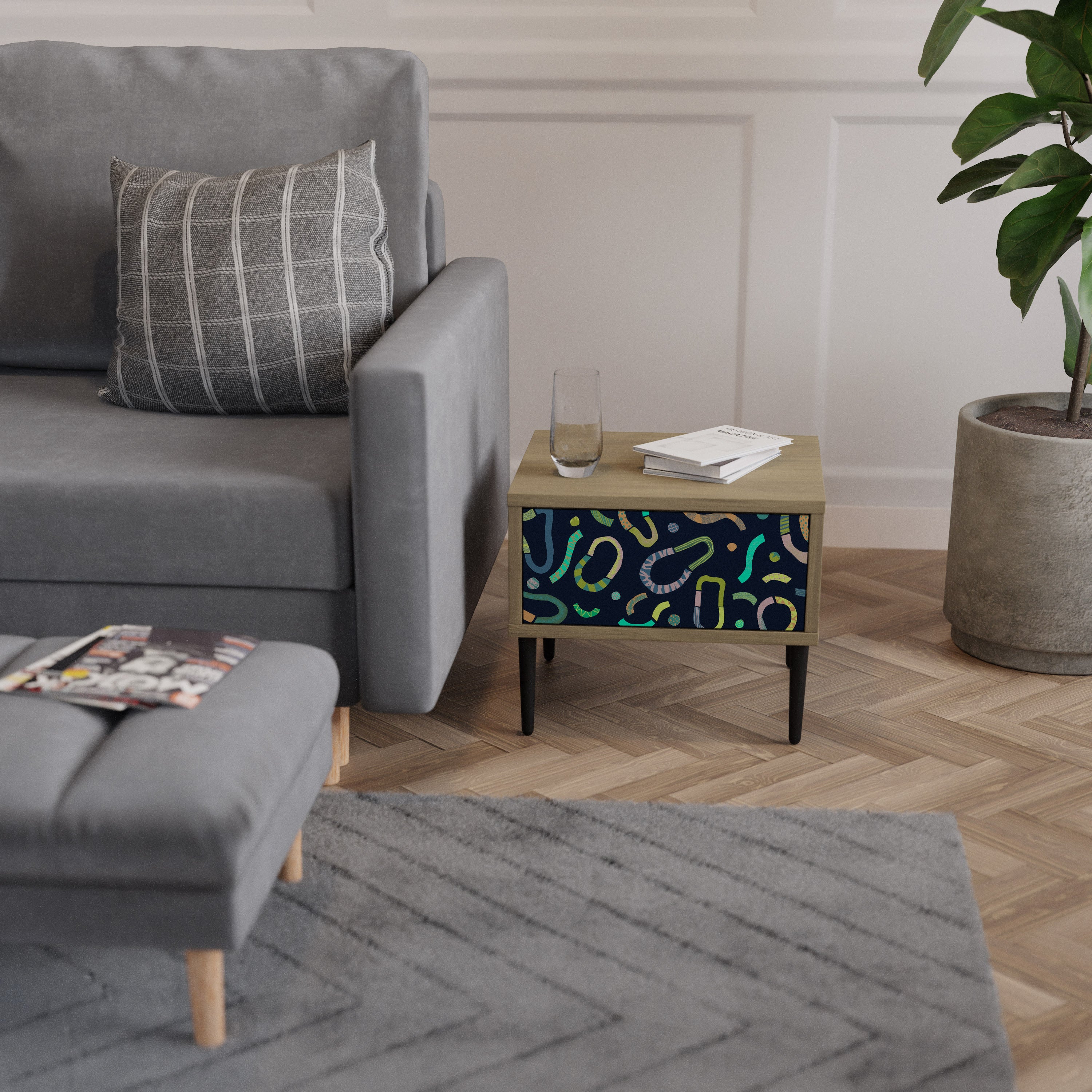CONTRAST DANCE Nightstand in Oak Effect