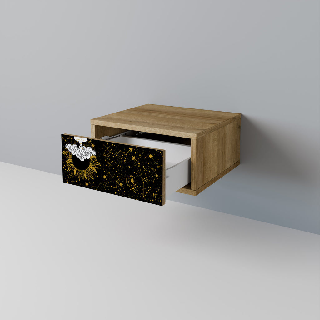 Mesita de noche STELLAR CONSTELLATIONS efecto roble