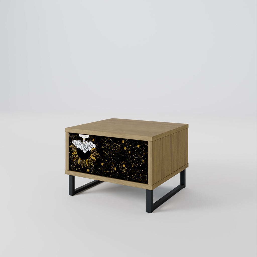 Mesita de noche STELLAR CONSTELLATIONS efecto roble