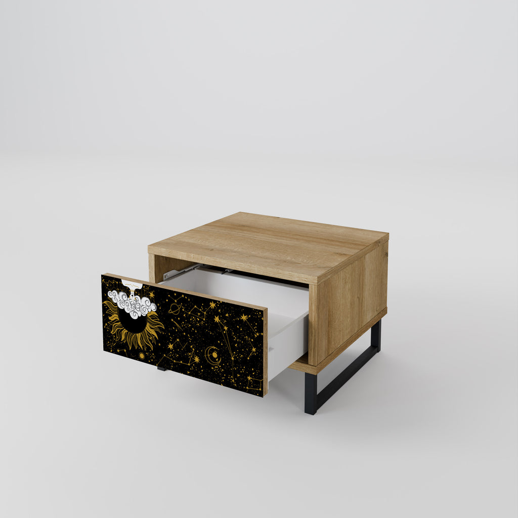 Mesita de noche STELLAR CONSTELLATIONS efecto roble