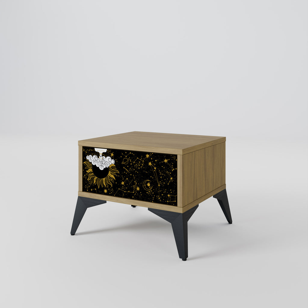 Mesita de noche STELLAR CONSTELLATIONS efecto roble