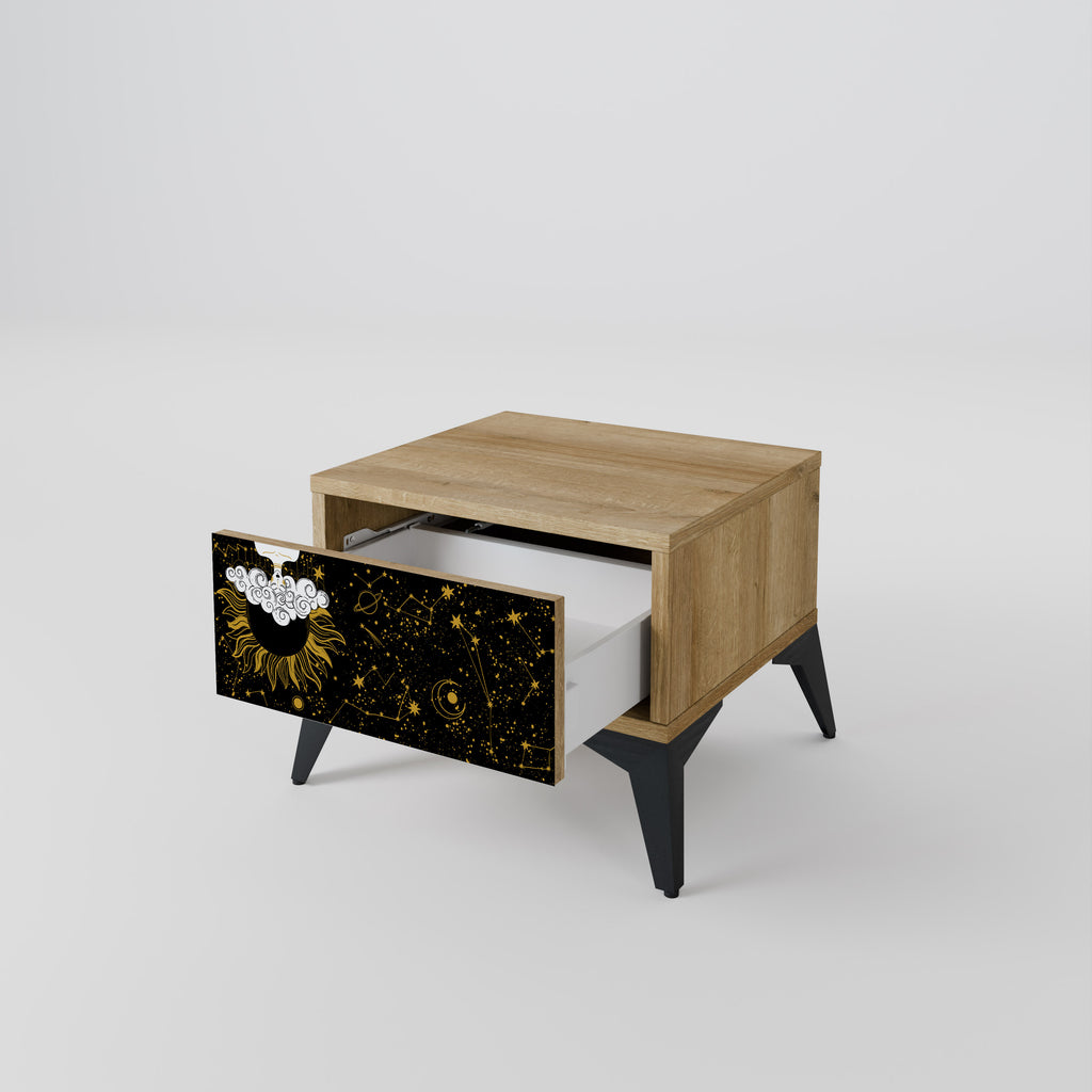 Mesita de noche STELLAR CONSTELLATIONS efecto roble
