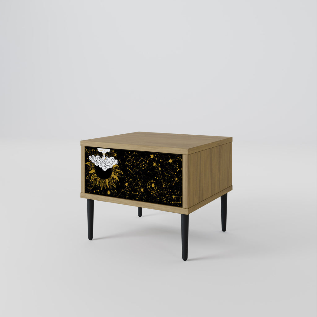 Mesita de noche STELLAR CONSTELLATIONS efecto roble