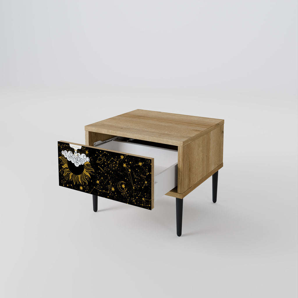 Mesita de noche STELLAR CONSTELLATIONS efecto roble