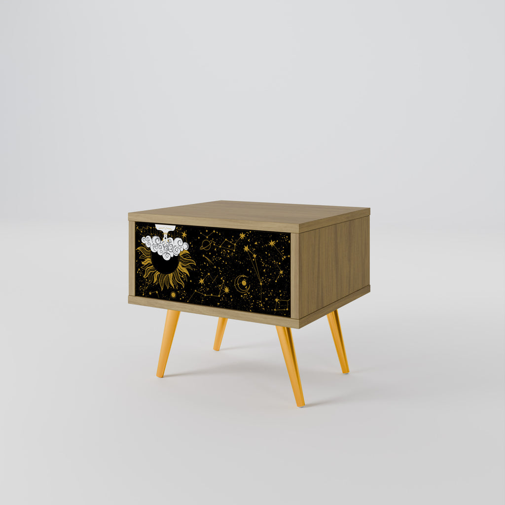 Mesita de noche STELLAR CONSTELLATIONS efecto roble