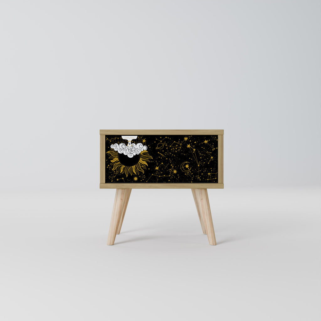 Mesita de noche STELLAR CONSTELLATIONS efecto roble