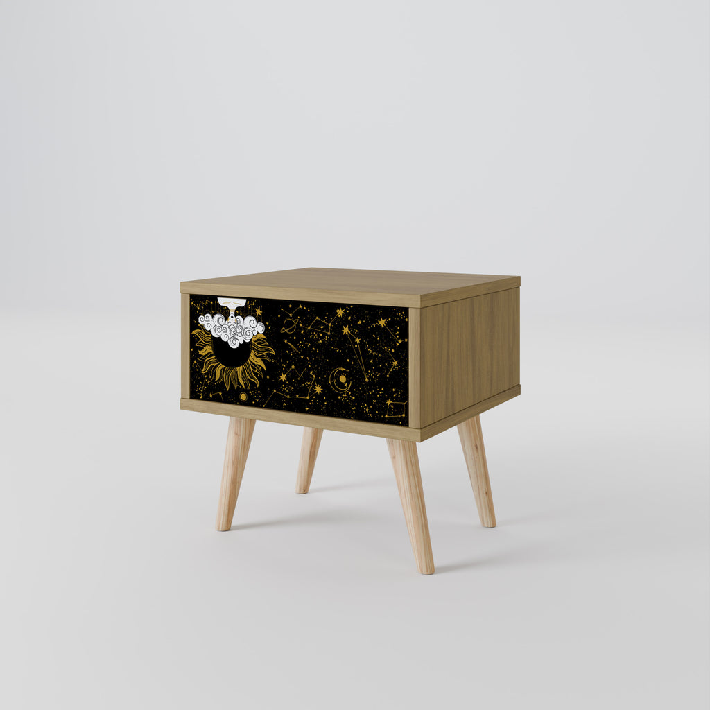 Mesita de noche STELLAR CONSTELLATIONS efecto roble