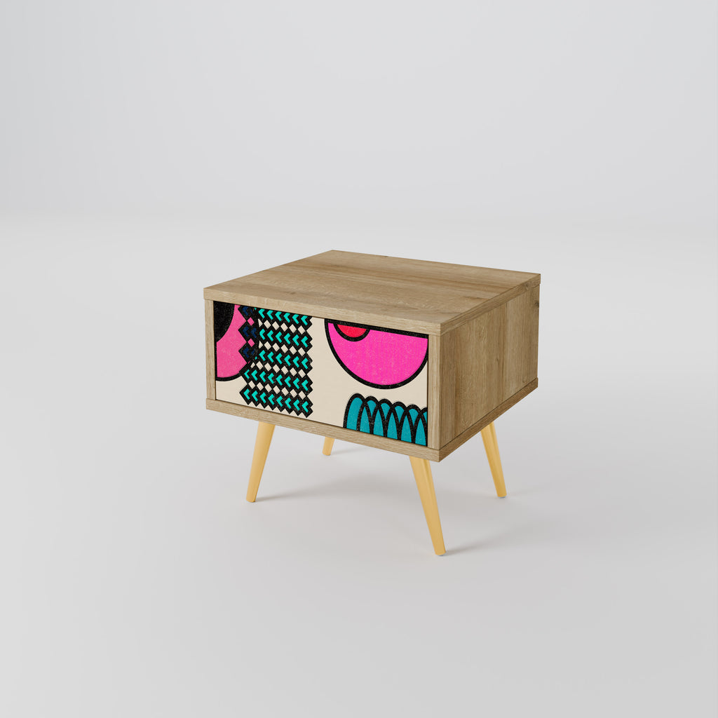 GEOMETRIC RHAPSODY Nightstand in Oak Effect