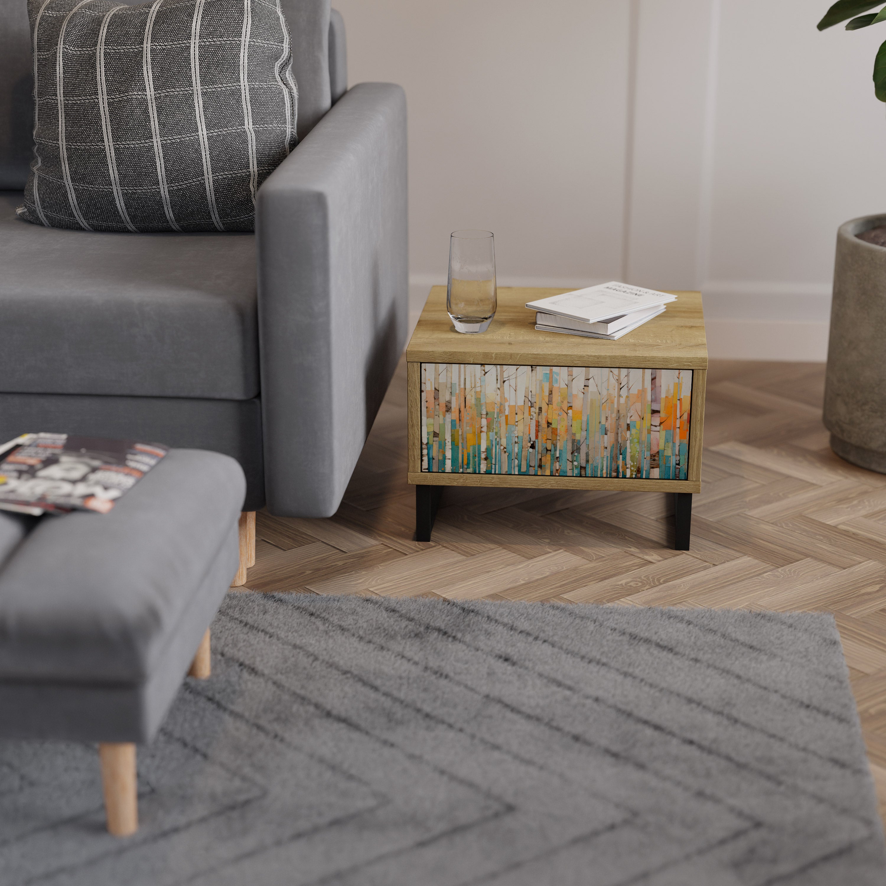 BIRCH KALEIDOSCOPE Nightstand in Oak Effect