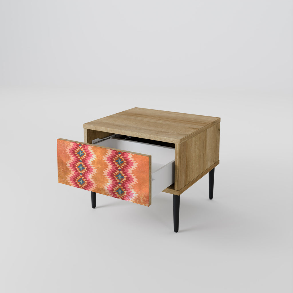 INDIAN FOLK Nightstand in Oak Effect
