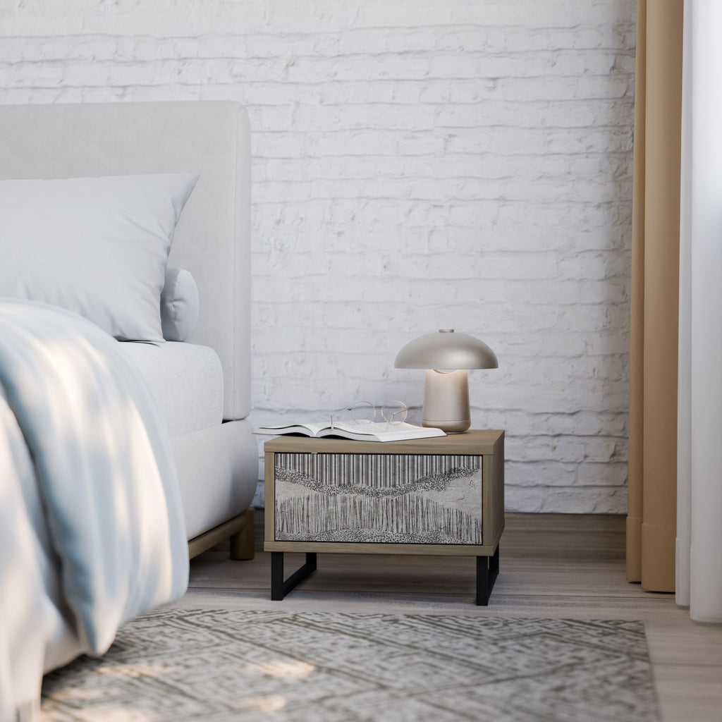 GRAIN LINES Nightstand in Oak Effect