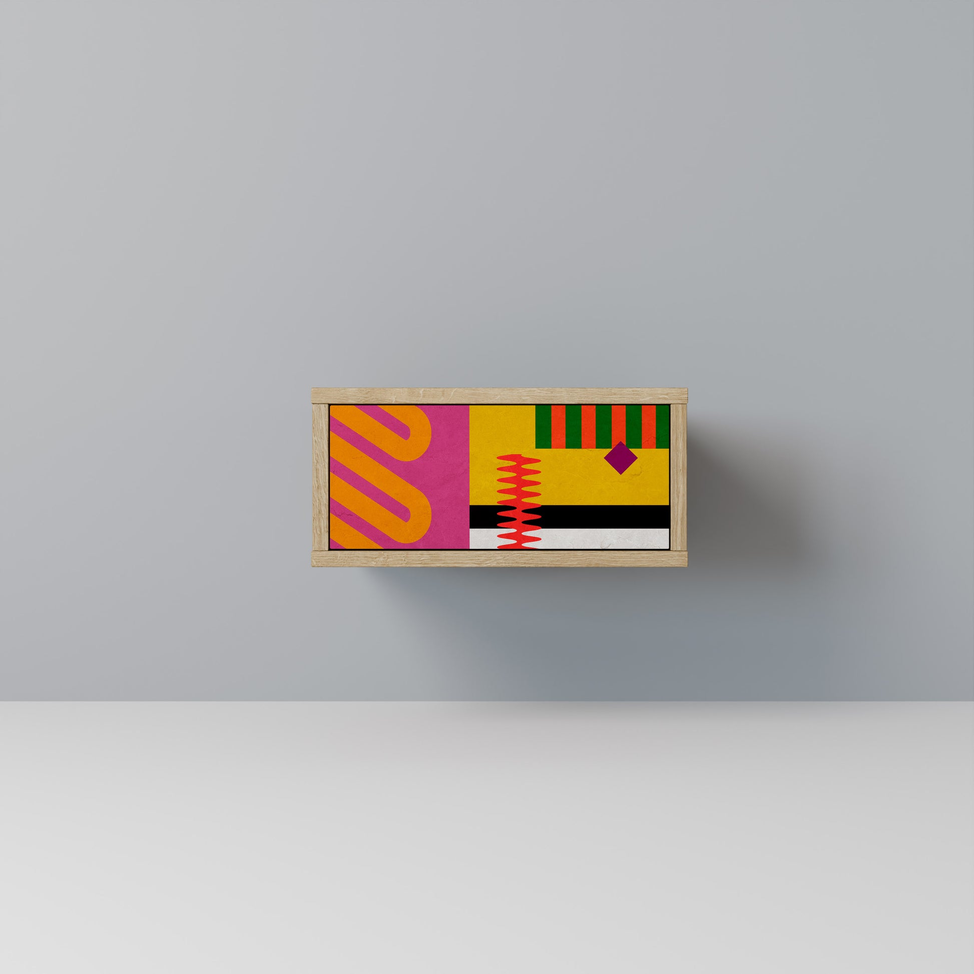 Mesita de noche VIVID ART con efecto roble