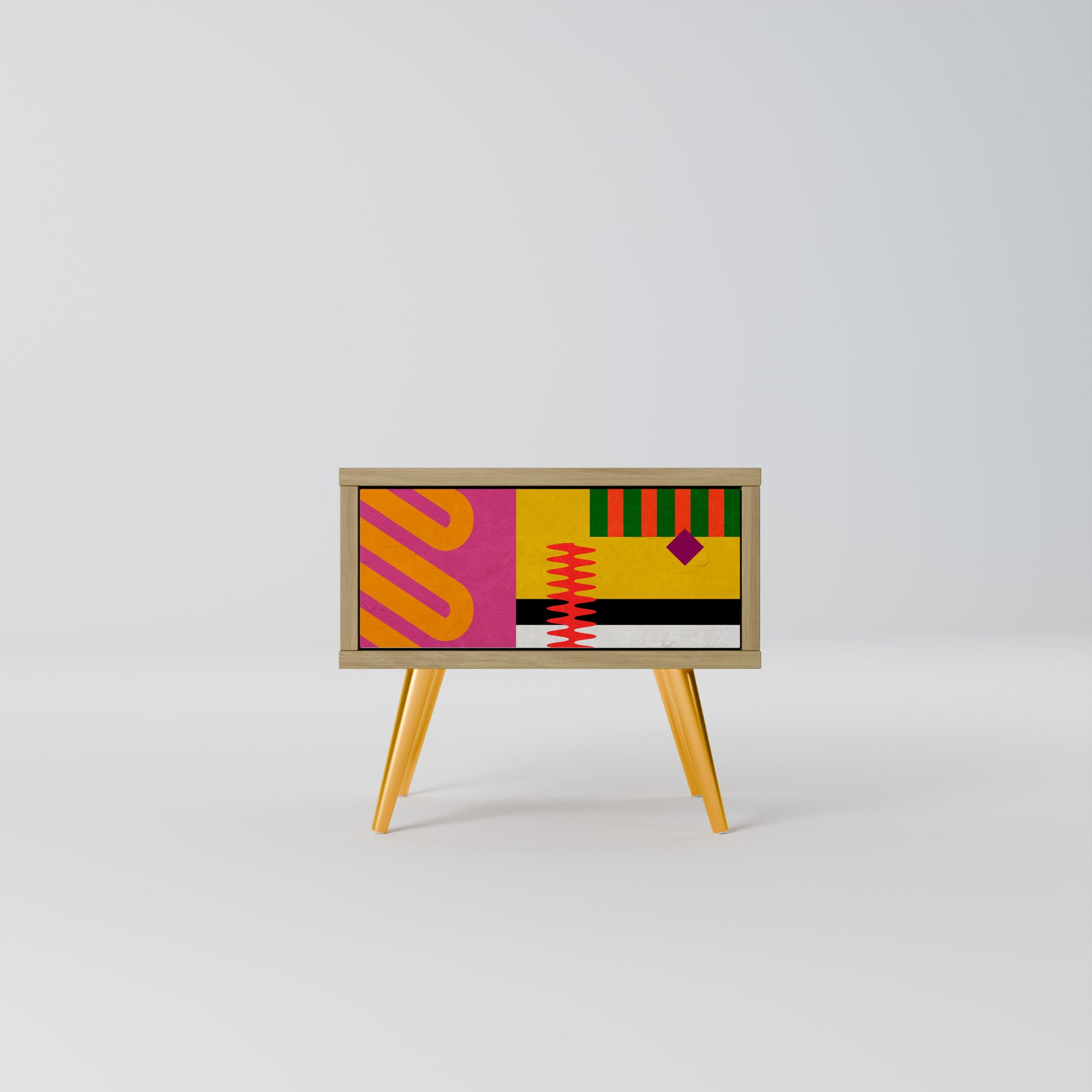 Mesita de noche VIVID ART con efecto roble