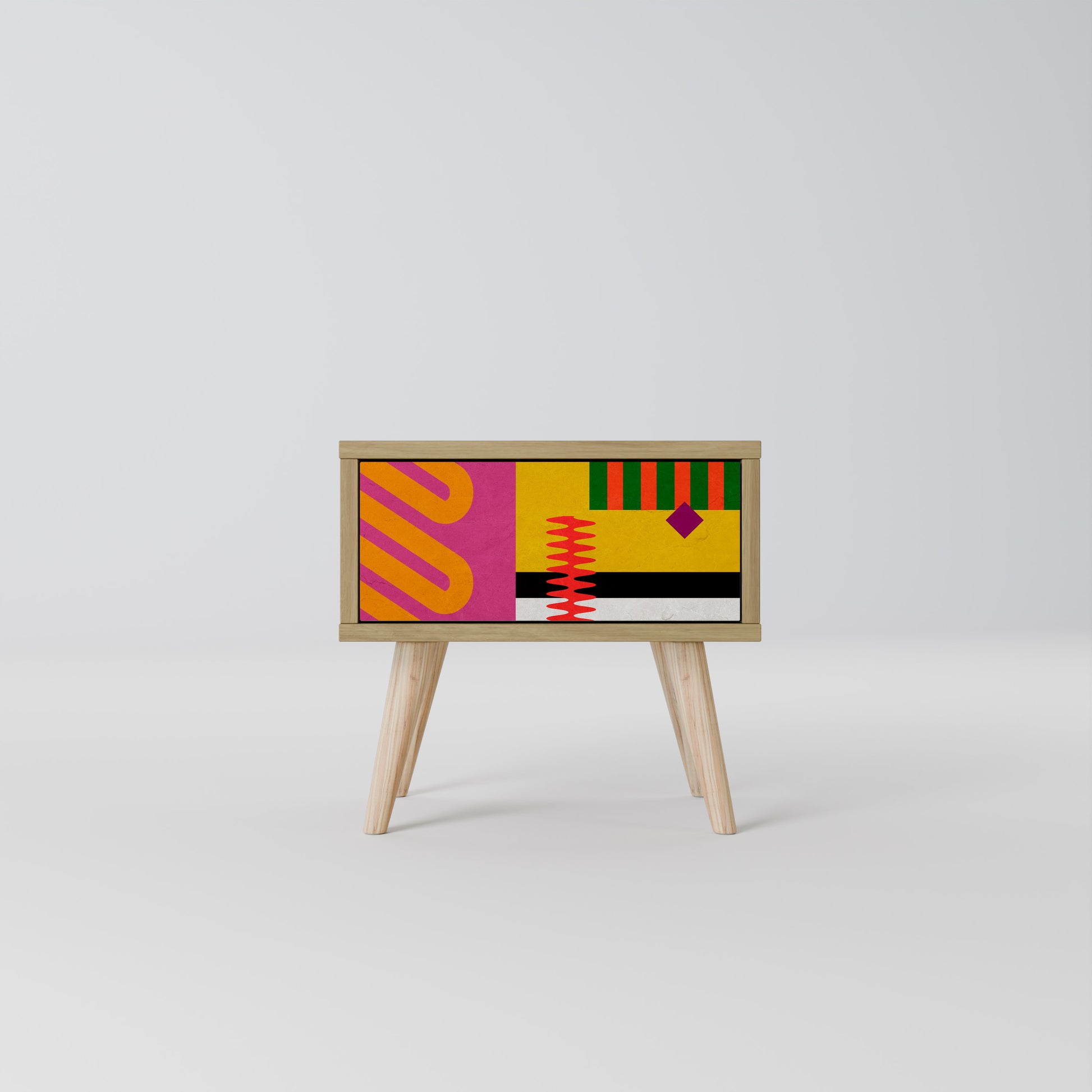 Mesita de noche VIVID ART con efecto roble