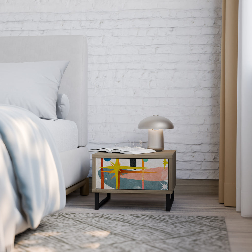 INTERSTELLAR VIBES Nightstand in Oak Effect