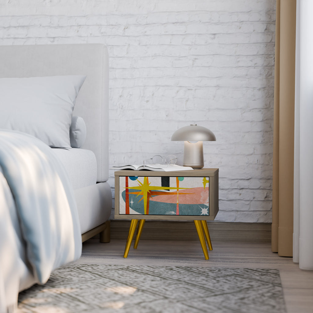 INTERSTELLAR VIBES Nightstand in Oak Effect