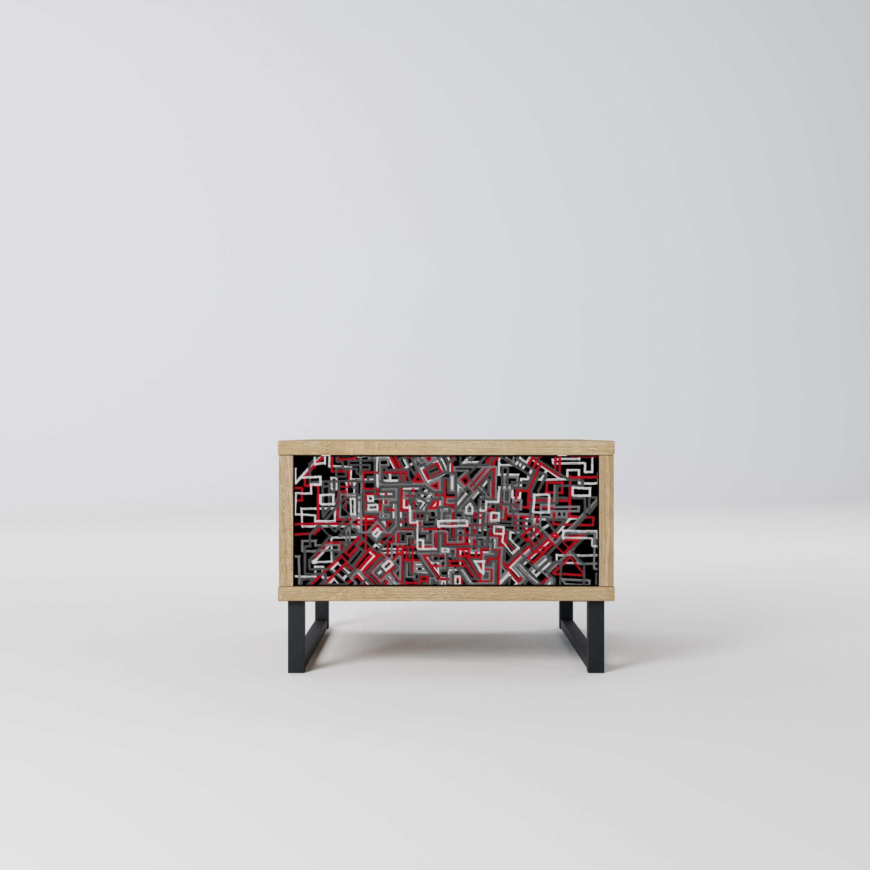 BROKEN LINES Nightstand in Oak Effect