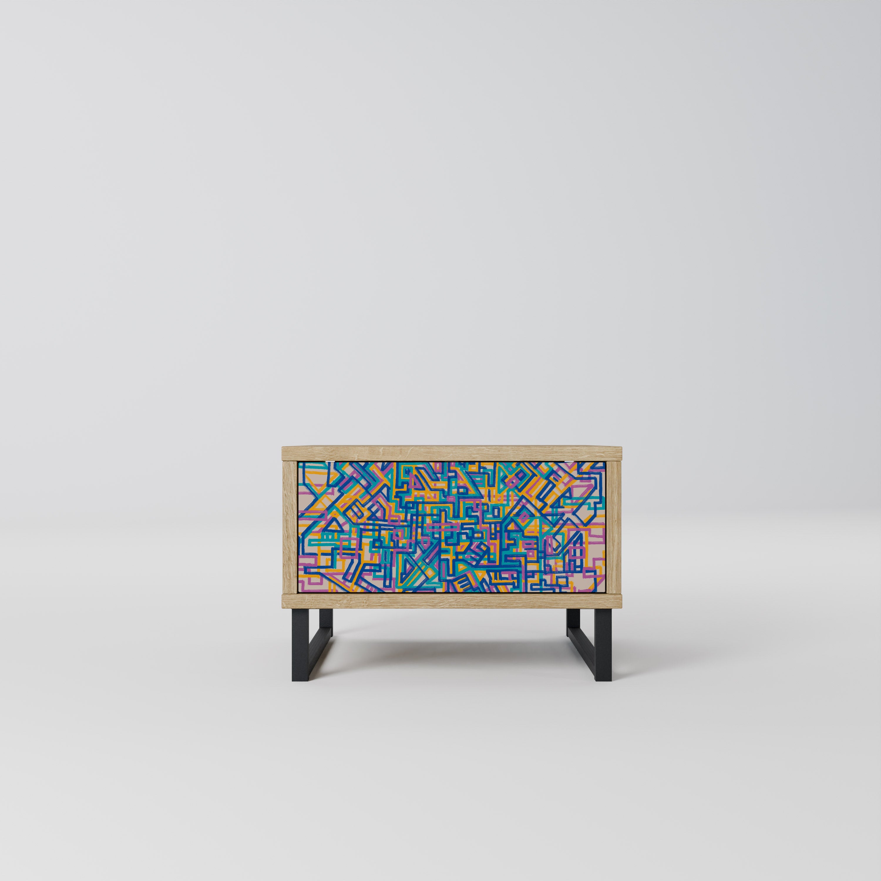 MEMORIES MAP Nightstand in Oak Effect