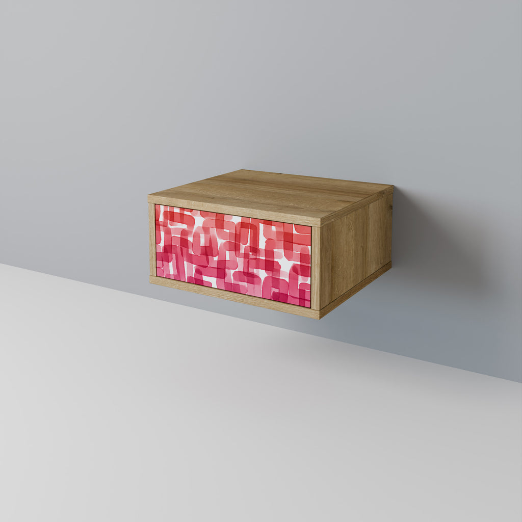 Mesita de noche CUBISMO CALEIDOSCÓPICO en efecto roble