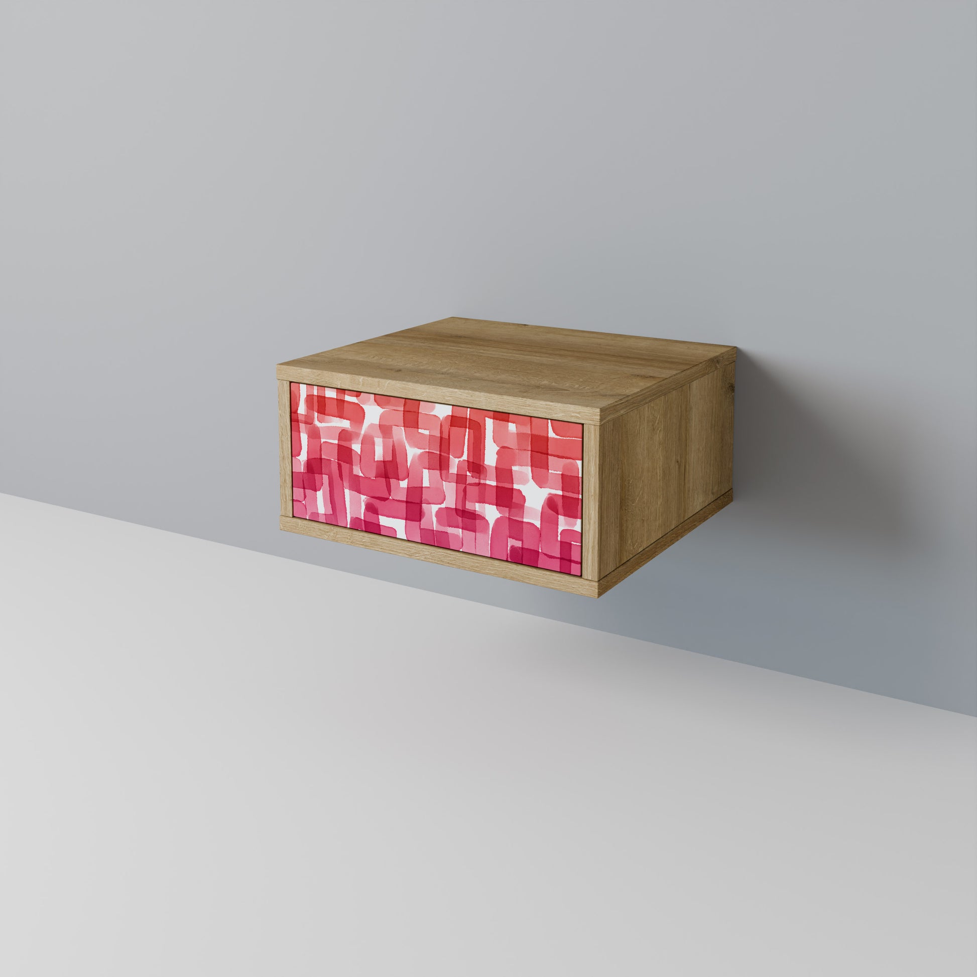 Mesita de noche CUBISMO CALEIDOSCÓPICO en efecto roble