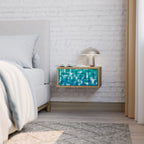 TURQUOISE RECTANGLES Mesita de Noche en Efecto Roble