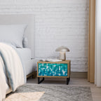 TURQUOISE RECTANGLES Mesita de Noche en Efecto Roble