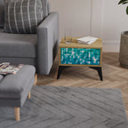 TURQUOISE RECTANGLES Mesita de Noche en Efecto Roble