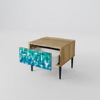 TURQUOISE RECTANGLES Mesita de Noche en Efecto Roble