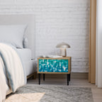 TURQUOISE RECTANGLES Mesita de Noche en Efecto Roble
