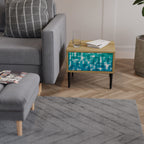 TURQUOISE RECTANGLES Mesita de Noche en Efecto Roble