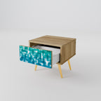 TURQUOISE RECTANGLES Mesita de Noche en Efecto Roble
