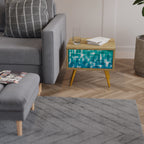 TURQUOISE RECTANGLES Mesita de Noche en Efecto Roble