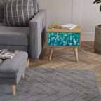 TURQUOISE RECTANGLES Mesita de Noche en Efecto Roble