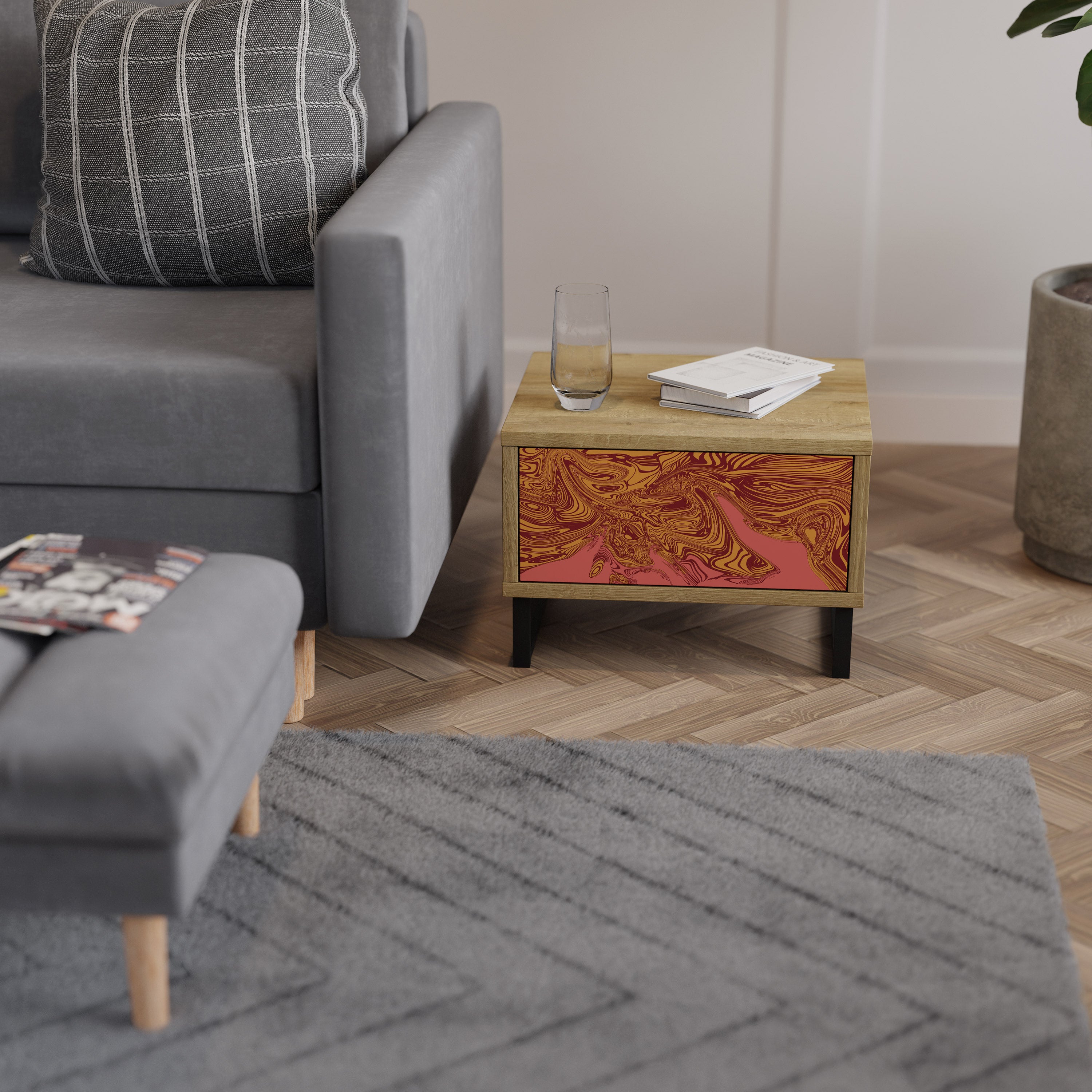 FLOATING THOUGHTS Nightstand in Oak Effect