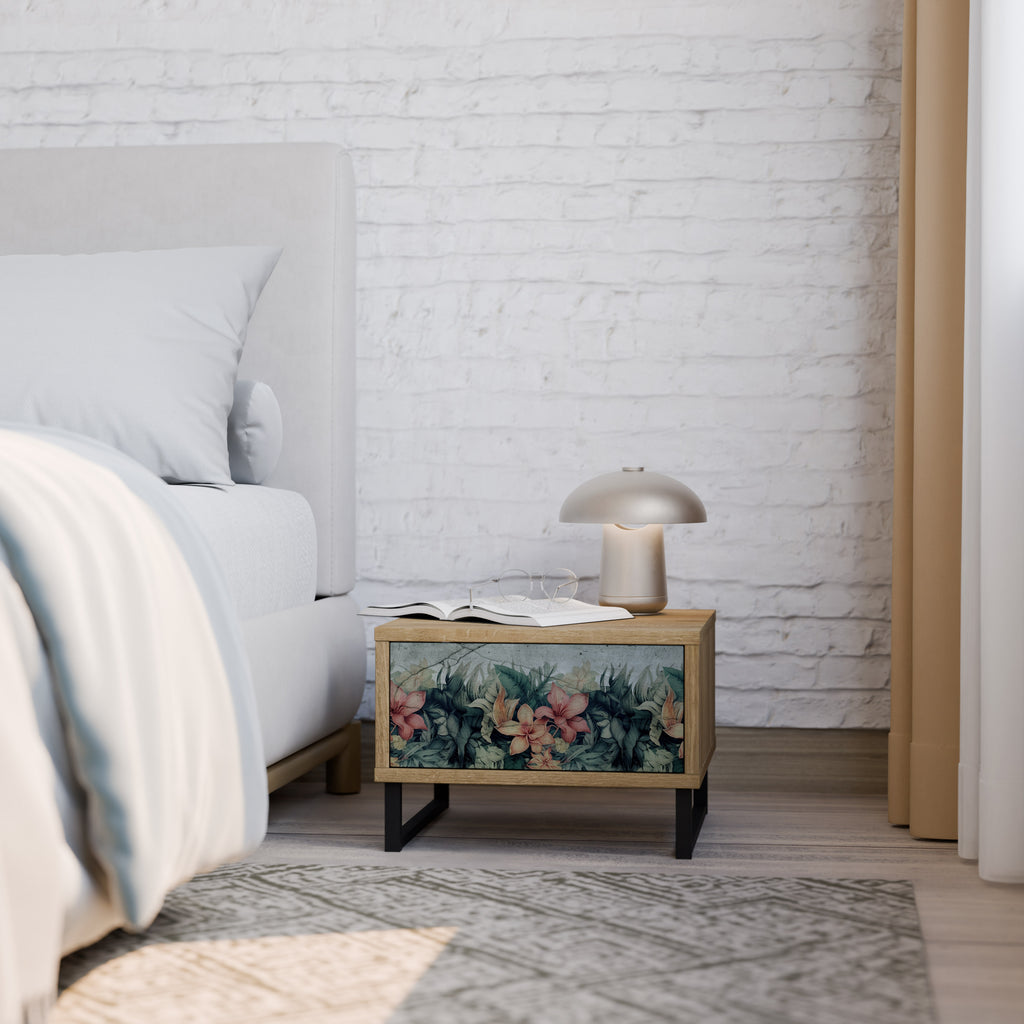 HEAVENLY BLOOM Nightstand in Oak Effect