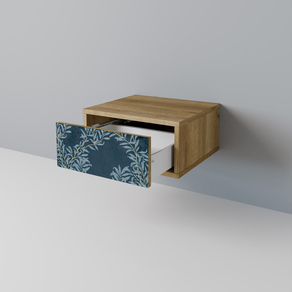 Mesita de noche BLUE LEAVES efecto roble