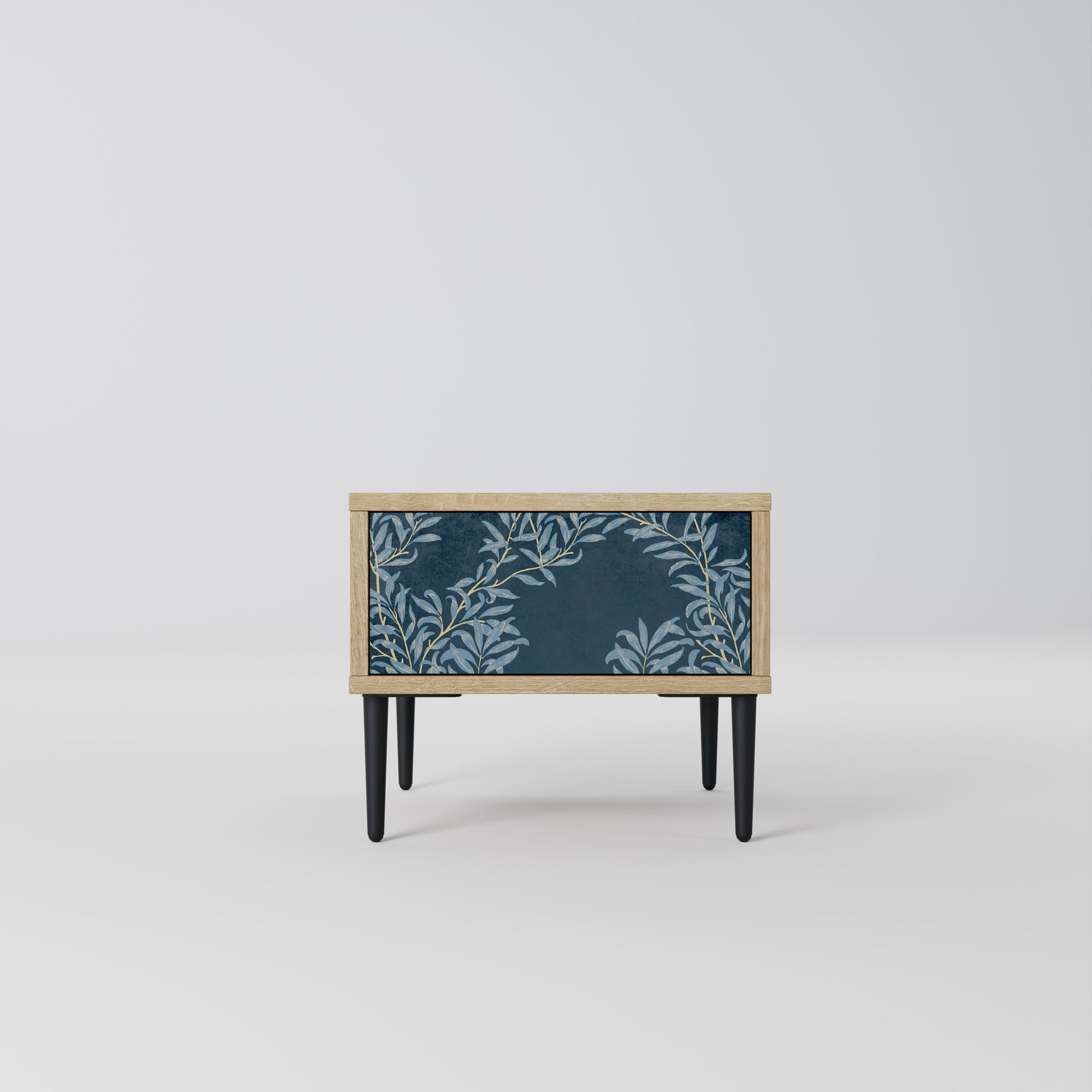 Mesita de noche BLUE LEAVES efecto roble